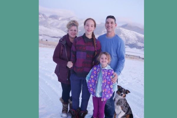 Katie McCrea family picture in winter</p>
<p>