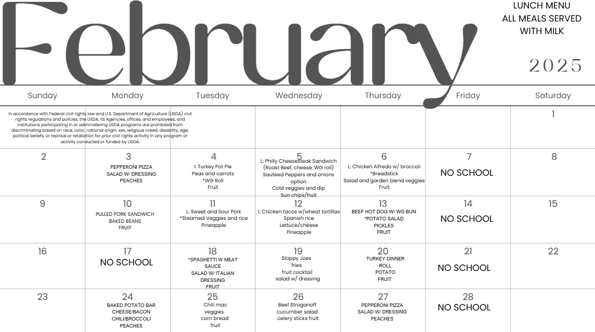 Montana pryor public schools nutrition menu